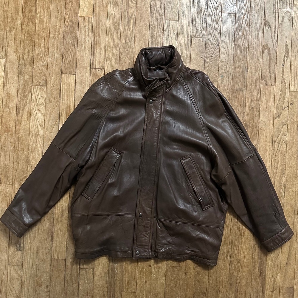 Vintage 1980s Abercrombie & Fitch Men's Leather‎ Bomber Jacket XL USA Wool Lined